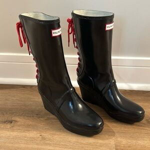 Black Hunter wedge rain boots